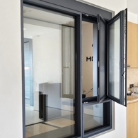 Fenêtre à battant en alliage d'aluminium avec double vitrage, ouverture magnétique et moustiquaire en acier inoxydable pour cour