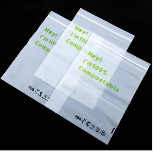 ロゴカスタムセルフシールつや消し衣類バッグ透明ジップロックプラスチック100% 生分解性衣類用バッグ