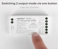 Contrôleur LED 2 en 1 MiBoxer 2.4G FUT035S+ avec 2 modes de sortie via un bouton de commutation pour variateur de lumière LED monochrome ou double blanc