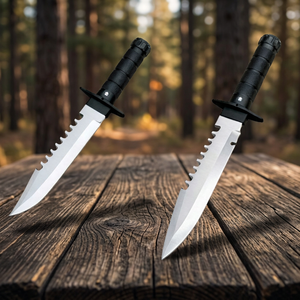 AHS Industrial Grade Stainless Steel Hunting Knife 97mm Blade Length Fixed Blade Leather Sheath <b>Survival</b> <b>Kit</b> Compass Box - Product Image 2