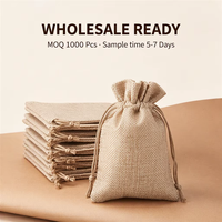 Sac à cordon en coton et lin avec logo personnalisé, pochette cadeau réutilisable pour emballage de bijoux et rangement quotidien, commandes en gros