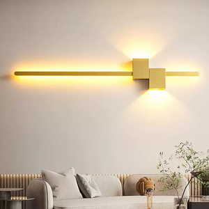 Lampada <span class=keywords><strong>da</strong></span> <span class=keywords><strong>Parete</strong></span> LED Moderna Minimalista in Ferro, Illuminazione Lineare Creativa per <span class=keywords><strong>Camera</strong></span> <span class=keywords><strong>da</strong></span> <span class=keywords><strong>Letto</strong></span>, Dimmerabile, Paralume Oro/Nero - Product Image 5