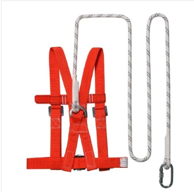 High-quality Full-body Safety Harness and Safety Lanyard for High-altitude Tower Climbing Construction.