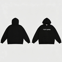 Sudadera con Capucha para Hombre, Talla Grande, Ligera, Clásica, Negra, de Algodón con Certificación GOTS, Logotipo Personalizado, Estilo Urbano, Tejido de Rizo Francés