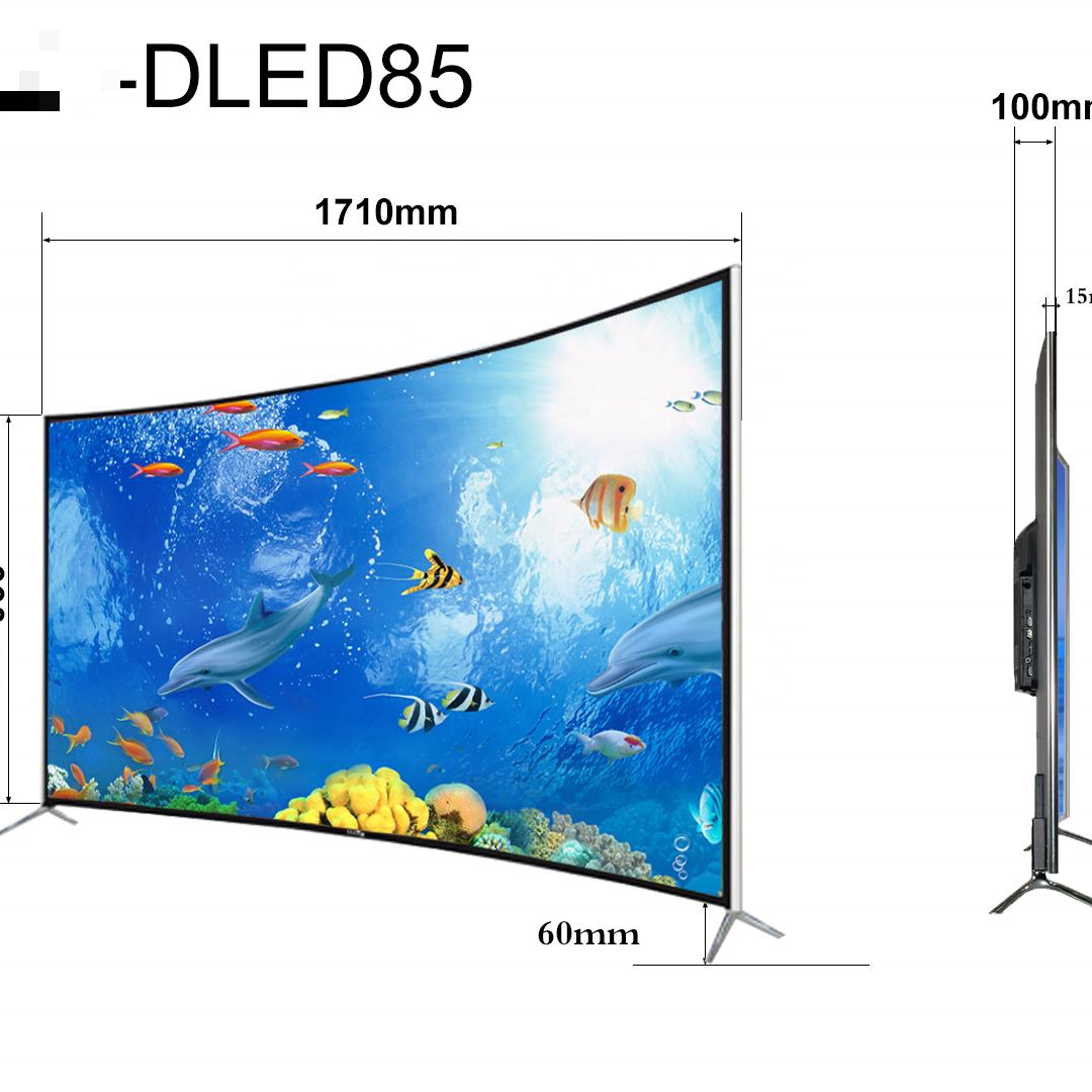 Metalen Achterkant En Frame Nieuwe Goedkope Wifi 2G + 16G Assembleren Tv Smart Android 11 4K 85 Inch Led Gebogen Tv-Televisies