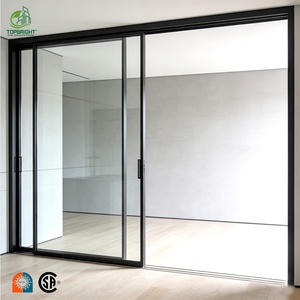 باب منزلق زجاجي مزدوج من الألمنيوم الأسود الحديث من توببرايت، مقاوم للأعاصير وعازل للحرارة، مناسب للمستشفيات والفنادق - Product Image 3