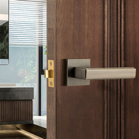Ensemble de poignées de porte en laiton pur noir et bronze café pour portes intérieures et de salle de bain, avec levier séparé pour portes de chambre