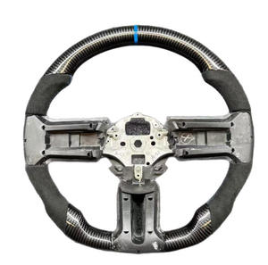 Volante de carreras con pantalla de fibra de carbono de cuero perforado para <span class=keywords><strong>2012</strong></span> 2013 2014 <span class=keywords><strong>Ford</strong></span> <span class=keywords><strong>Mustang</strong></span> <span class=keywords><strong>GT500</strong></span> Coupe 302 Coupe GT ST - Product Image 1