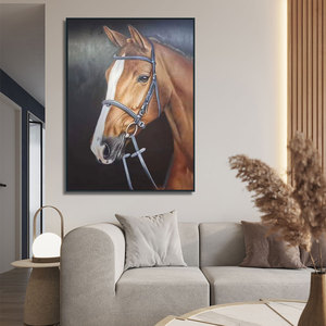Factory Wholesale Custom Handmade Animal Oil <strong>Paintings</strong> Genuine Leather <strong>Horse</strong> Wall Decoration for Home Hotel Modern Style Canvas - Product Image 3