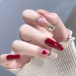 Suministros para <span class=keywords><strong>uñas</strong></span> Productos <span class=keywords><strong>de</strong></span> belleza Prensa en las <span class=keywords><strong>uñas</strong></span> Venta al por mayor Tulipán rojo Diamante <span class=keywords><strong>de</strong></span> imitación Plata Onda Usable Puntas <span class=keywords><strong>de</strong></span> <span class=keywords><strong>uñas</strong></span> acrílicas artificiales - Product Image 1