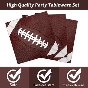 Ensemble de vaisselle sur le thème du football américain, pour anniversaire, Super Bowl, fête de rugby, fournitures pour fête d'enfants et d'adultes, pack d'assiettes en papier - Product Image 4