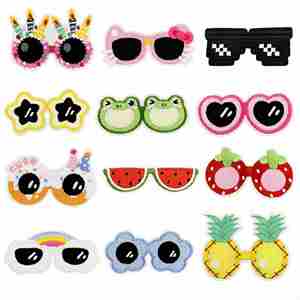 Patch brodé thermocollant mignon pour enfants, motif lunettes de soleil, pour étiquette de bagage et décoration de sac - Product Image 2