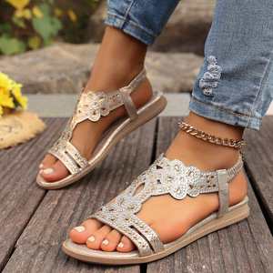 Sandales décontractées confortables à plateforme compensée pour femmes, respirantes, avec semelle extérieure en caoutchouc, idéales pour l'été, l'extérieur et l'intérieur - Product Image 3