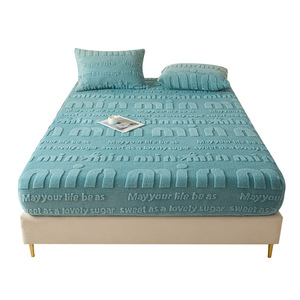 Drap-housse personnalisable en velours jacquard de classe <span class=keywords><strong>A</strong></span>, housse de lit antistatique en polyester, impression active pour hôtels et décoration intérieure, vente en gros - Product Image 5