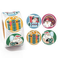 Rouleaux d'autocollants de Noël personnalisés, multicolores, imperméables, en vinyle PVC holographique, imprimés UV, autocollants