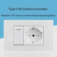 Prises murales personnalisées avec interrupteurs allemands et italiens, panneau tactile, PC durable IP20, 100 000 cycles, 2 USB A/2 Type-C
