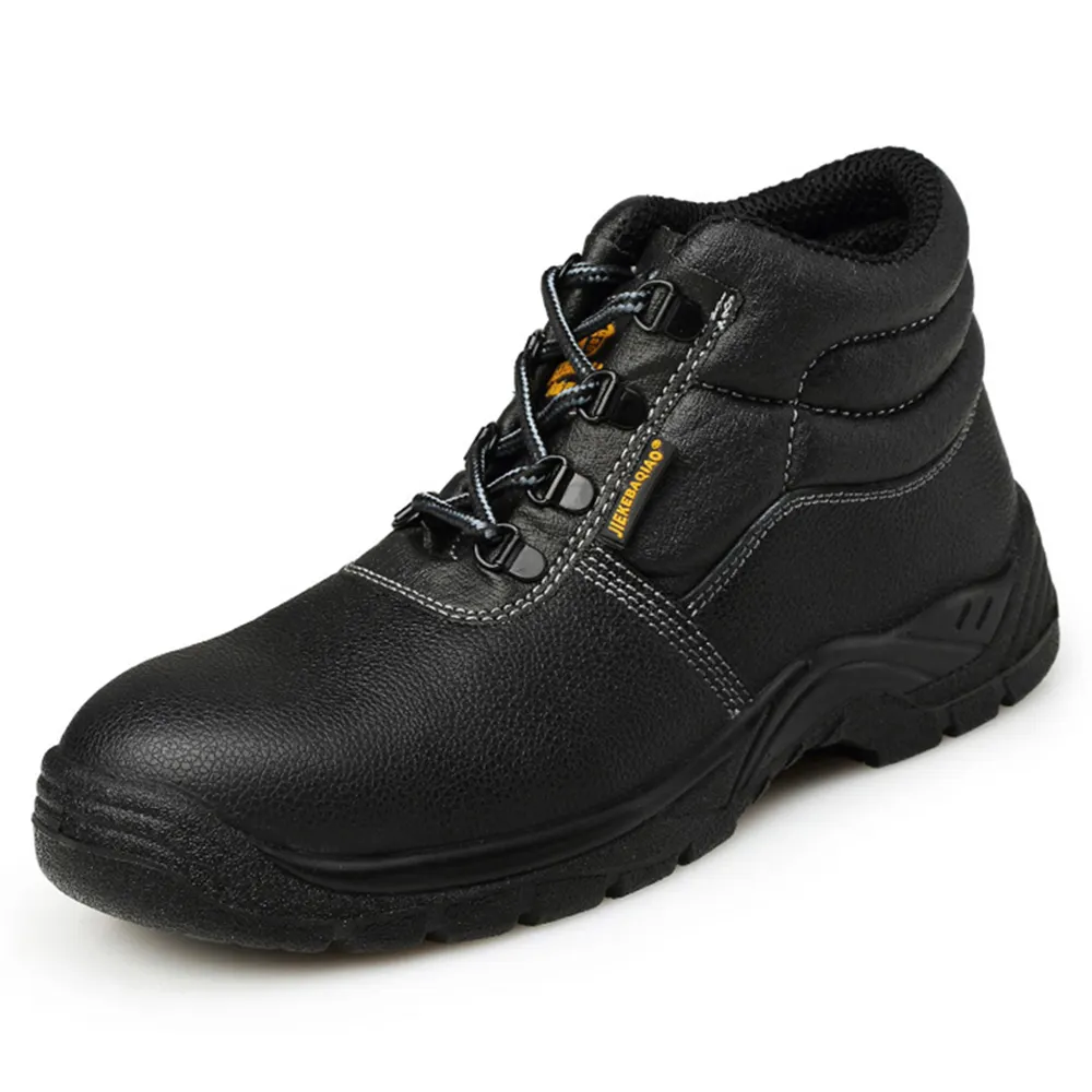 Split Embossed Leather Upper Steel Toecap Steel Midsole PU Outsole Mid Ankle Work Safety Boots