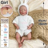 Poupée Reborn Bébé Fille 18 pouces en Silicone Pur, Peau Moyenne, Fard à Joues Peint à la Main pour la Diversité, la Collection et l'Affichage aux Artistes