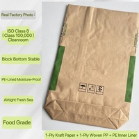 Sacs d'emballage pour thé de qualité alimentaire 20 kg en PP tissé avec doublure PE, sacs en papier kraft multicouche 25 kg à fond carré, logo personnalisé, recyclables, BRC