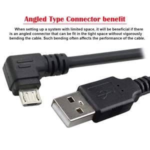 Câble Micro USB à angle <span class=keywords><strong>de</strong></span> 90 degrés gauche/droite/haut/bas, 0,3-3 m, tressé, charge rapide, synchronisation des données pour caméra embarquée, GPS, tablette - Product Image 2