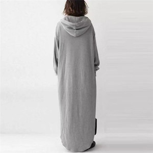 Meilleure vente Sweat-shirt rétro décontracté à manches longues <span class=keywords><strong>Zipp</strong></span> up Robe à capuche surdimensionnée pour femme - Product Image 4