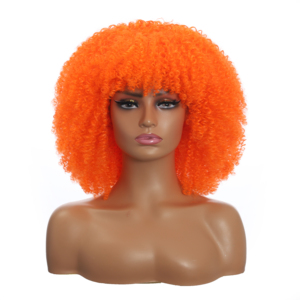 <span class=keywords><strong>Capelli</strong></span> corti parrucche ricci Afro crespi con frangia per donne nere parrucche Bob Cosplay bionde Glueless Ombre sintetiche naturali - Product Image 5