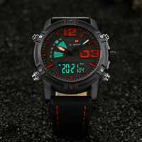 Montre numérique NAVIFORCE 9095 couleur marron, montre sport en cuir unique pour homme, montre-bracelet étanche, marque originale