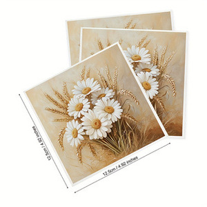 Floral Theme Printed Paper Napkins 250mmx250mm Disposable For Themed Party - Product Image 5