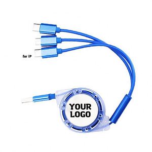 Câble USB Type C 3-en-1 personnalisé avec logo pour téléphone portable, recharge rapide, cadeau promotionnel, vente en gros - Product Image 1