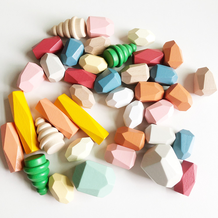 Детские игрушки деревянный камень красочные деревянные строительные блоки радужные камни обучающая игра Монтессори игрушки подарки для детей