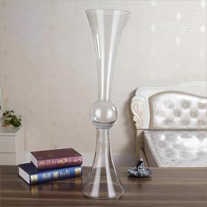 Venta al por mayor alto blanco dorado claro cristal trompeta floreros para boda centros de mesa de moda barato - Product Image 4
