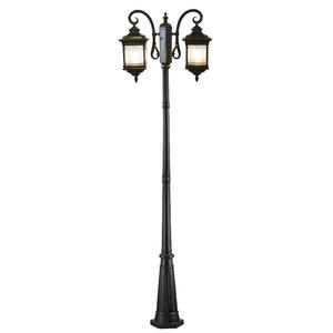 Farola Solar romana antigua de acero inoxidable de dos cabezas para patio Villa jardín impermeable comunidad paisaje al aire libre - Product Image 1