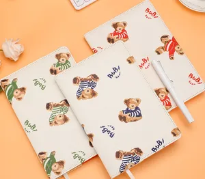 Retro Cute Bear Diary Book Portable Pocket A5 Hand Ledger Art Student Notebook can be added with logo