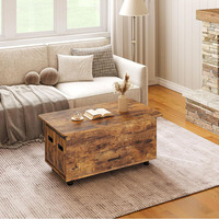 Tiroirs de rangement pour table basse en bois à dessus élévateur multifonctionnel-Table basse londonienne extra détachable rectangulaire