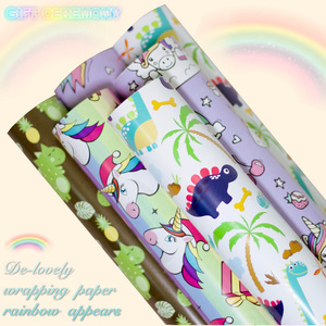 Sunshine Rainbow White Pony Gift Wrapping Paper Glossy Coated Single Side For Children's Gifts - Product Image 4