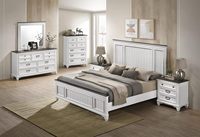 Ensemble de chambre à coucher 3 pièces en bois, très demandé, avec lit king-size à panneaux shiplap et 2 tables de chevet, pour usage domestique et hôtelier