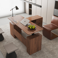 Bureau de direction ergonomique moderne en L en bois, réglable en hauteur, pivotant, pour travail assis-debout, poste de travail exécutif pour bureau