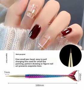 ชุดแปรงแต่งเล็บด้ามโลหะ สีเมอร์เมด พร้อมปากกาเพ้นท์ลายเส้นไนลอน - Product Image 3