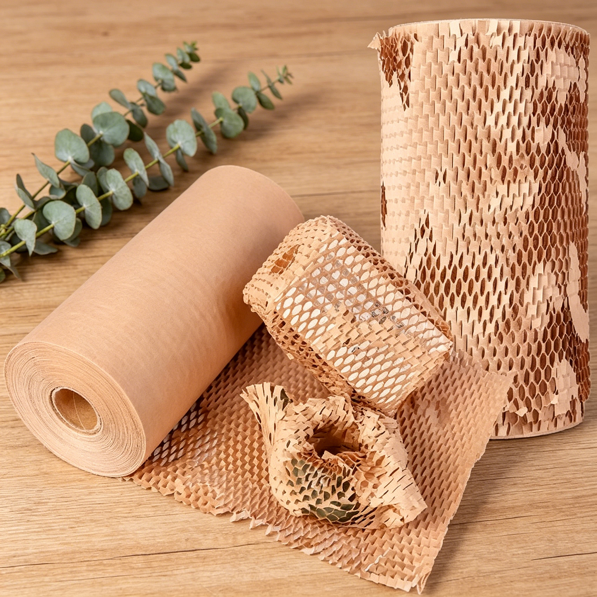 Custom Logo Honeycomb Wrapping Paper Biodegradable Kraft Paper Fragile Gift Packaging Honeycomb Roll