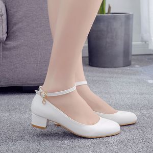 Scarpe da Sposa Bianche da Donna con <span class=keywords><strong>Tacco</strong></span> <span class=keywords><strong>Basso</strong></span> 3 CM, <span class=keywords><strong>Tacco</strong></span> Largo Antiscivolo, per Feste Estive, Ufficio e Uso Casual - Product Image 6