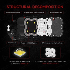 Luz Antiniebla LED RGB Patentada de 4 Pulgadas, Chip para Conducción Todoterreno, Luz de Trabajo para Camioneta, <span class=keywords><strong>Jeep</strong></span> F150, Toyota, SUV, UTV, 12V - Product Image 3