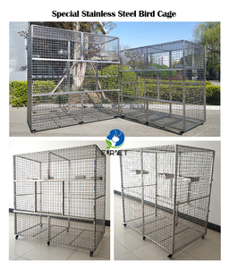 EUR VET Heavy Duty <span class=keywords><strong>Large</strong></span> Macaw Perroquet Cages <span class=keywords><strong>Cage</strong></span> de vol d'élevage d'oiseaux Acier inoxydable Argent Simple Personnalisé Extérieur - Product Image 6