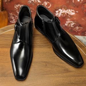 Botas de Hombre de Alta Calidad para Banquetes Sociales, con Punta en Pico y Parte Superior Elevada, de Cuero Vacuno Suave de Primera Capa, Botas Mocasín para Hombre con Aumento de Altura - Product Image 6