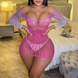 Dames Zomermode Nieuwe Gradiënt Mesh Jurk Sexy Ondergoed Met Holle Lichtregeling Bodysuits Gemaakt Nylon W845 - Product Image 4