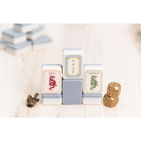 Tuiles de Mahjong américaines botaniques vintage, ensemble de Mahjong en acrylique vert à 3 couches avec motifs floraux et d'animaux
