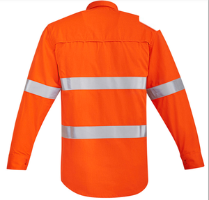 Aro grabado para hombre naranja resistente al fuego Hi Vis frente abierto antiestático grueso protector Road Shirt - Product Image 2
