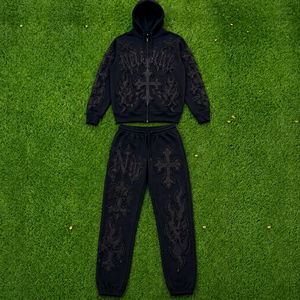 Conjunto de Sudadera con Capucha y Pantalones Deportivos con Estampado de Dibujos Animados para Niñas, Gris, Estilo Urbano, Otoño, 100% Algodón, Corte Holgado - Product Image 1