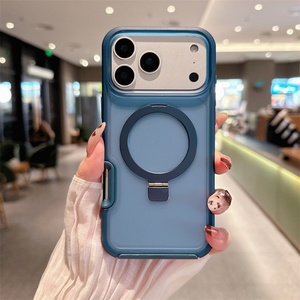 Ring Armor Matte 2 in 1 <b>Stand</b> Magnetic <b>Pc</b> Phone Case for iPhone 17 Air 16 Pro Max Transparent Holder Frosted Bracket Back Cover - Product Image 4