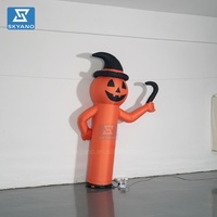Halloween Fantôme Décoration Gonflable Led Lumière Diable Sorcière Chapeau Citrouille Homme Modèle avec Faucille à Main