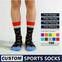 Chaussettes tubulaires personnalisables unisexe, fantaisie, à faible MOQ, avec logo personnalisé, motif jacquard coloré, à la mode et amusantes